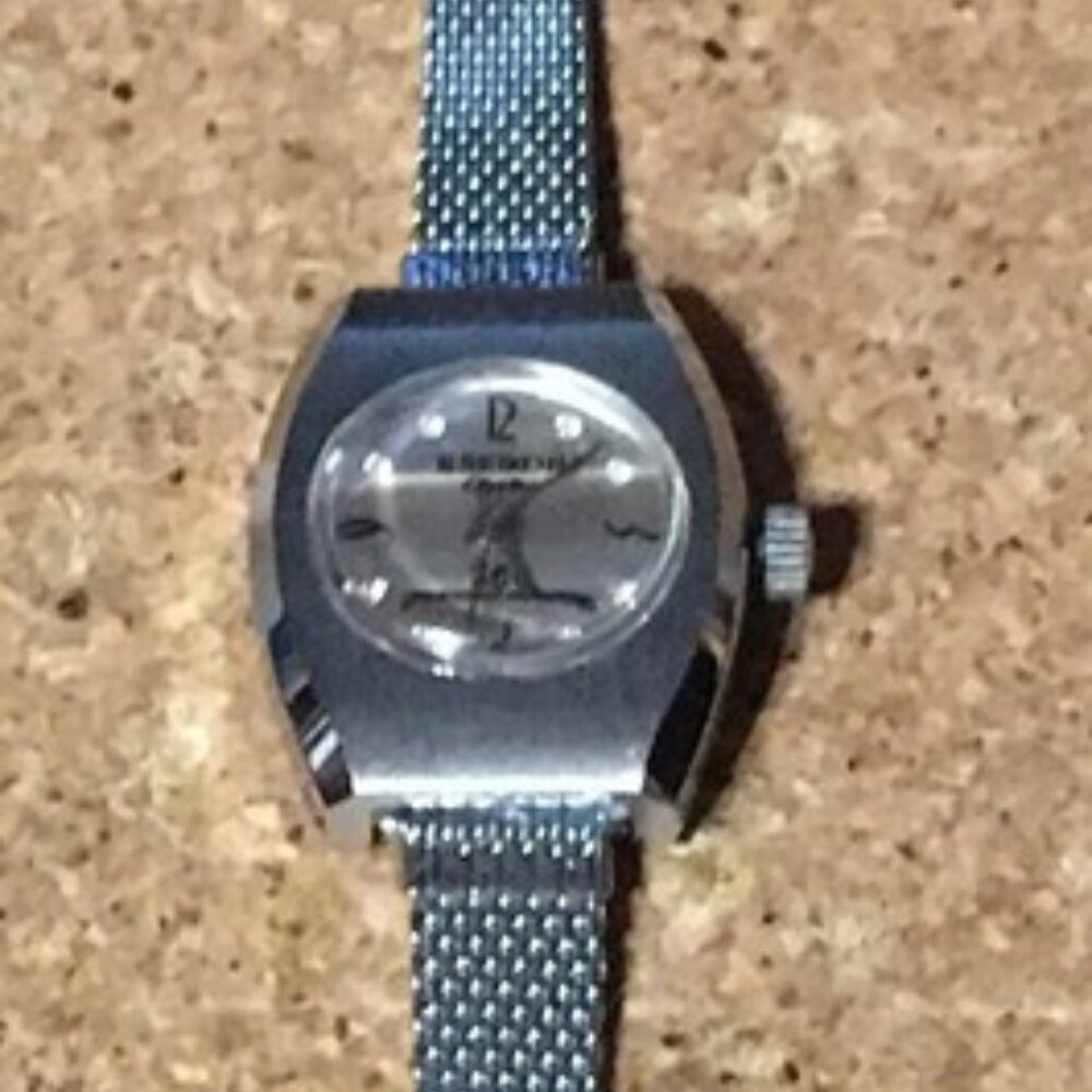 VINTAGE BRODEX ELECTRA 360 SILVER MESH BAND WOMEN'S WATCH